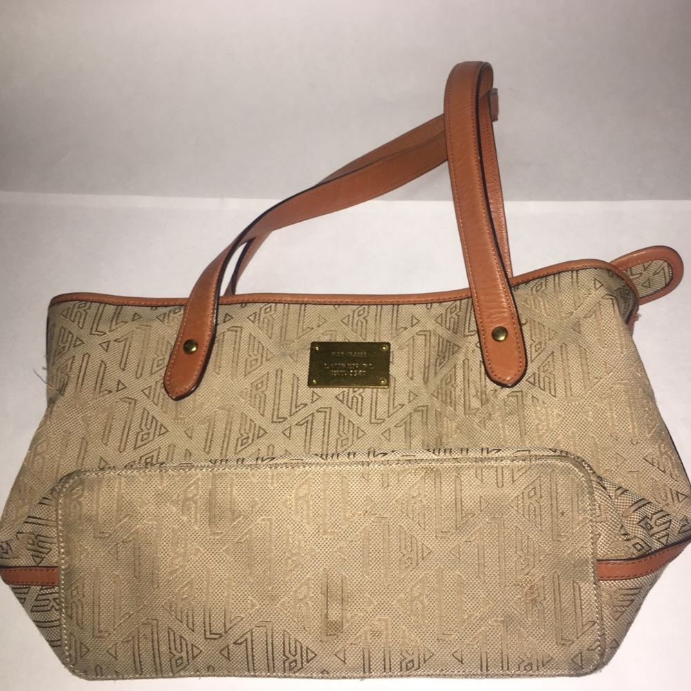 Lauren Ralph Lauren leather fabric tote